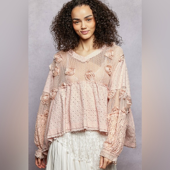 POL Tops - POL Delicate Pink Floral Blouse
